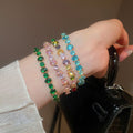 Light Luxury Copper Zircon Round Oval Adjustable Bangle for Women view 3