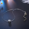 Clear Round Crystal Invisible-Line Necklace with Six-Prong Setting view 2