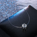 Clear Round Crystal Invisible-Line Necklace with Six-Prong Setting view 4