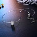 Clear Square Crystal Invisible-Line Necklace with Four-Prong Setting view 5