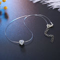 Silver Tone Prong-Set Heart Crystal Invisible-Line Pendant Necklace view 5