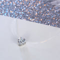 Silver Tone Prong-Set Heart Crystal Invisible-Line Pendant Necklace view 4