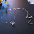 Iridescent Round Crystal Invisible-Line Necklace with Silver Tone Loop view 4