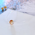 Amber Faceted Barrel Crystal Invisible-Line Necklace with Silver Tone Findings view 3