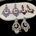 Light Luxury Copper Oval Teardrop Rhinestone Pendant Drop Earrings For Elegant Fashion Style view 3