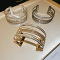 European American Style Metal Multi Layer Open Bangle Minimalist Round Cuff Jewelry view 1