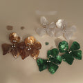 Light Luxury Resin Rhinestone Flower Drop Earrings With Silver Needle Posts view 3