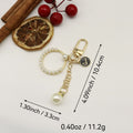 Metal Pearl Heart Keychain Bag Charm view 2