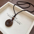 Ethnic Style Braided Cord Sweater Necklace With Hollow Wood Ginkgo Alloy Pendant view 4