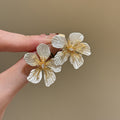 Metal Flower Rhinestone Silver Needle Drop Earrings Light Luxury Minimalist Fashion Jewelry view 1