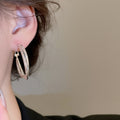 Copper Geometric Cross Circle Pendant Drop Earrings For Women Minimalist Office Fashion view 3