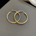 Copper Geometric Cross Circle Pendant Drop Earrings For Women Minimalist Office Fashion view 4
