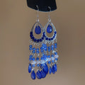 Vintage Ethnic Rhinestone Teardrop Glass Tassel Drop Earrings With Hook view 4