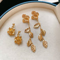 Chic Alloy Flower Leaf Tassel Drop Earrings With Silver Pin, Minimalist Light Luxury Fashion Jewelry view 1