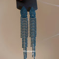 Copper Rhinestone Jellyfish Tassel Drop Earrings With Silver Pin Geometric European Style view 4