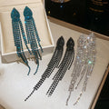 Copper Rhinestone Jellyfish Tassel Drop Earrings With Silver Pin Geometric European Style view 2