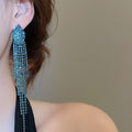 Copper Rhinestone Jellyfish Tassel Drop Earrings With Silver Pin Geometric European Style view 3