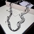 Old Money Style Multilayer Glass Bead Sweater Necklace With Round Geometric Chain Design view 4