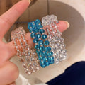 Fresh Style Crystal Geometric Round Bead Triple Layer Open Bangle view 2