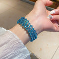 Fresh Style Crystal Geometric Round Bead Triple Layer Open Bangle view 3