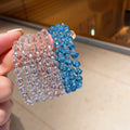 Fresh Style Crystal Geometric Round Bead Triple Layer Open Bangle view 4