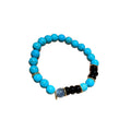 Vintage Turquoise Agate Blue Crystal Green Stone Beaded Geometric Round Bangle view 5