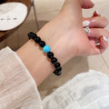 Vintage Turquoise Agate Blue Crystal Green Stone Beaded Geometric Round Bangle view 4