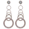 Copper Round Rhinestone Tassel Drop Earrings With Silver Posts Luxury European Style view 5