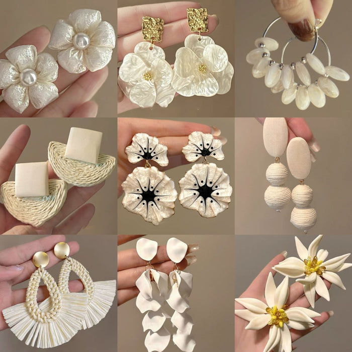 Faux Pearl Flower Stud Earrings Light Luxury Minimalist Fashion Jewelry For Women