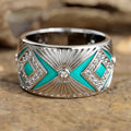 Textured Square Geometric Oil Painted Ring For Women, Artistic Design Single Statement Jewelry view 1