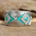 Textured Square Geometric Oil Painted Ring For Women, Artistic Design Single Statement Jewelry view 2