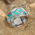 Textured Square Geometric Oil Painted Ring For Women, Artistic Design Single Statement Jewelry view 4