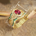 Palace Style Three Piece Ring Set For Women, Indian Middle East Enamel Geometric Jewelry view 4