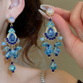 Luxury Waterdrop Crystal Tassel Drop Earrings With Silver Needle Vintage Palace Style view 3