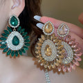 Light Luxury Alloy Teardrop Floral Rhinestone Stud Earrings For Women view 2