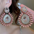 Light Luxury Alloy Teardrop Floral Rhinestone Stud Earrings For Women view 4
