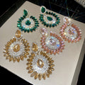 Light Luxury Alloy Teardrop Floral Rhinestone Stud Earrings For Women view 1