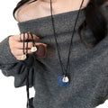 Light Luxury Leather Braided Cord Necklace With Heart Letter Geometric Pendant view 5