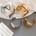 European American Glossy Metal Knot Open Round Bangle Fashion Minimalist Arm Cuff Jewelry view 3