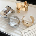 European American Glossy Metal Knot Open Round Bangle Fashion Minimalist Arm Cuff Jewelry view 1