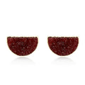Gold Tone Semicircle Crystal Cluster Stud Earrings in Four Color Options view 2