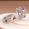 European Korean Geometric Square Zircon Inlaid Earrings For Women Elegant Daily Jewelry view 1