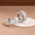 European Korean Geometric Square Zircon Inlaid Earrings For Women Elegant Daily Jewelry view 2