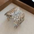 Light Luxury Metal Hollow Flower Open Round Bangle For Women European Style Jewelry view 4