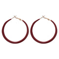 Vintage Red Round Metal Hoop Earrings With Silver Posts Minimalist Geometric Elegant Style view 5