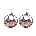 Vintage Ethnic Alloy Geometric Round Hollow Pendant Woven Hook Drop Earrings view 5