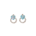 Light Luxury Acrylic Heart Stud Drops With Rhinestone Circle Hoop Alloy Silver Needle Fashion Earrings view 5
