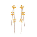 Fresh Style Resin Flower Zircon Tassel Drop Earrings With Silver Needle Sweet Floral Design view 5