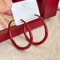Iron Red Enamel Round Hoop Earrings Vintage Hong Kong Style Minimalist Commuter Jewelry view 1