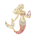 Alloy Rhinestone Mermaid Brooch For Elegant Garment Accessories view 1